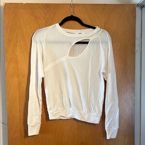 LNA White Long Sleeve Cut-Out Thin Sweater